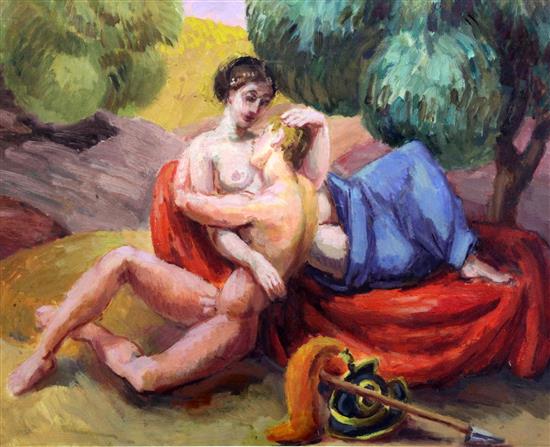 § Duncan Grant (1885-1978) Lovers, c.1955, 17.5 x 21.5in.